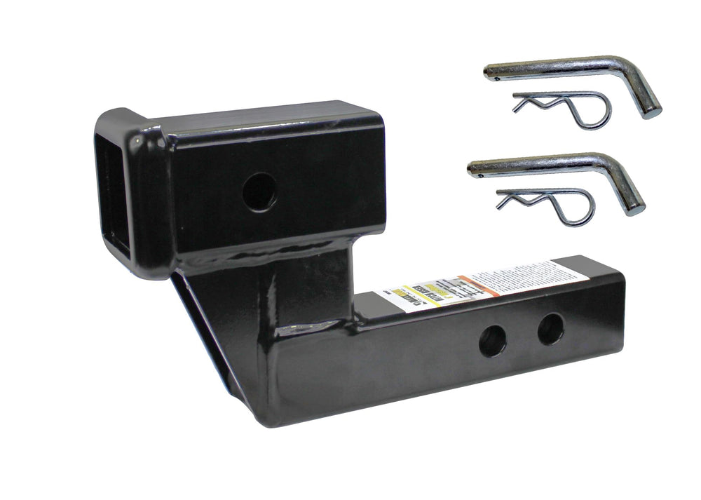 MAXXHAUL front view of riser showing 4-inch rise and 2-inch receiver fit benefit