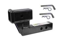 MAXXHAUL front view of riser showing 4-inch rise and 2-inch receiver fit benefit