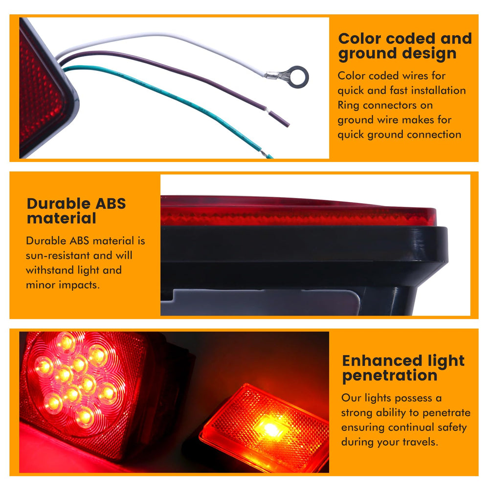 MAXXHAUL lights beside ruler showing compact size and scale for small trailers