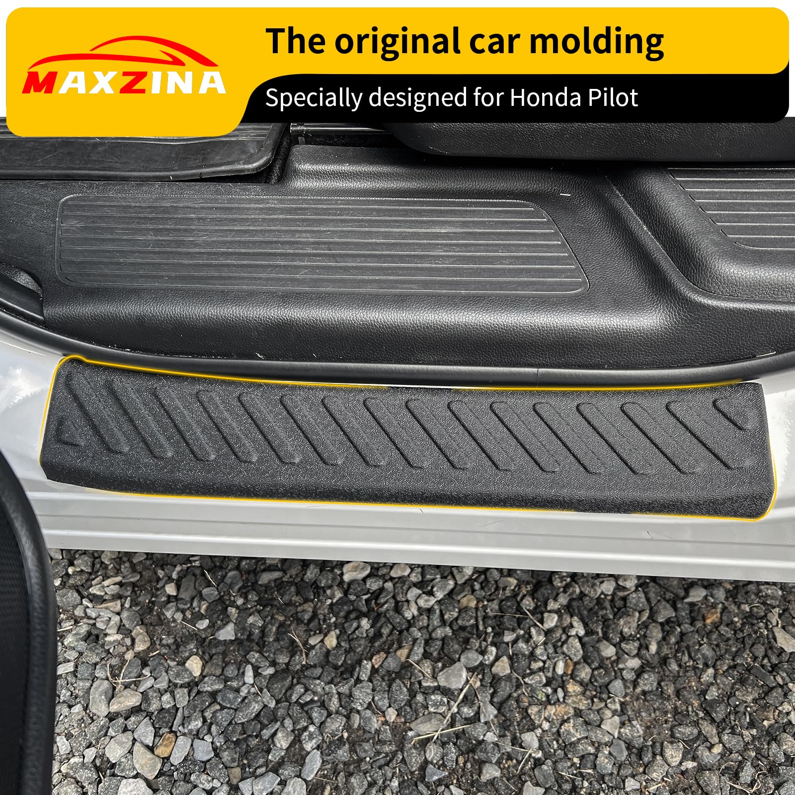 Maxzina installed on Honda Pilot door sill demonstrating scratch protection benefit