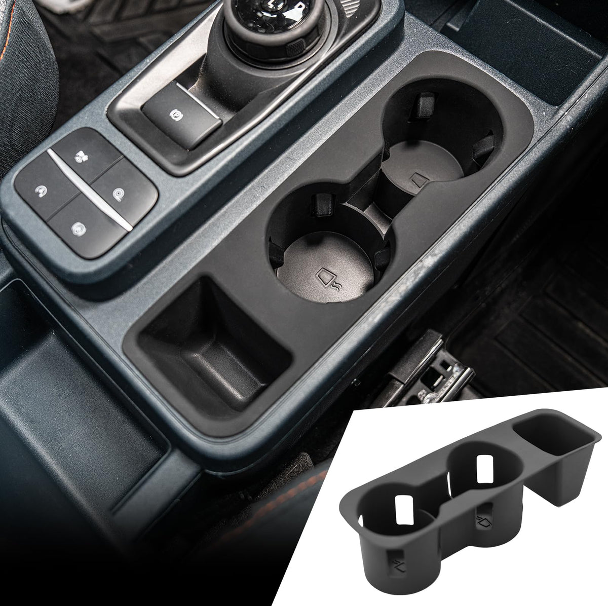 Maxzina front view of cup holder insert showing precise fit and protection