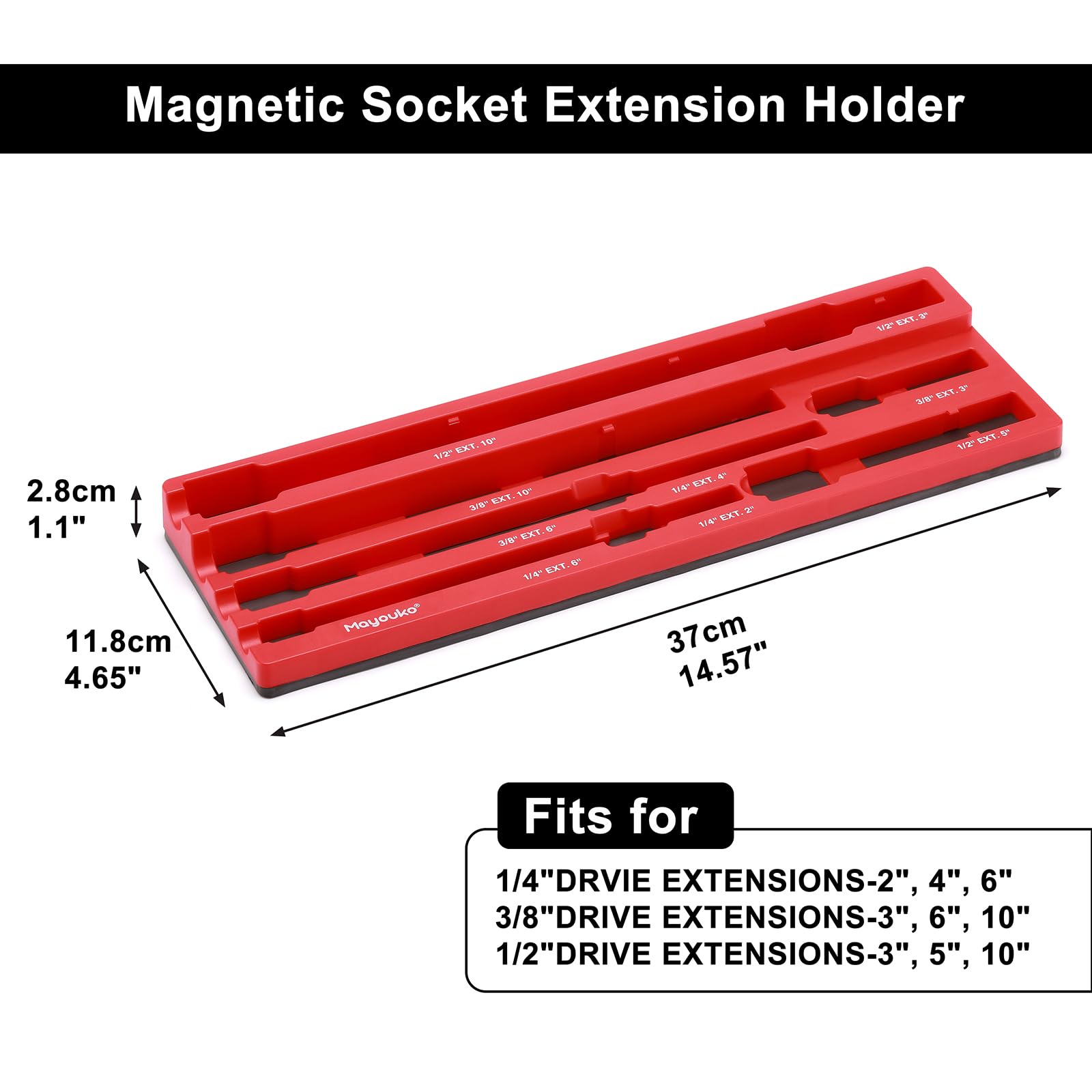 Mayouko closeup of stamped size markings for quick extension identification and durability