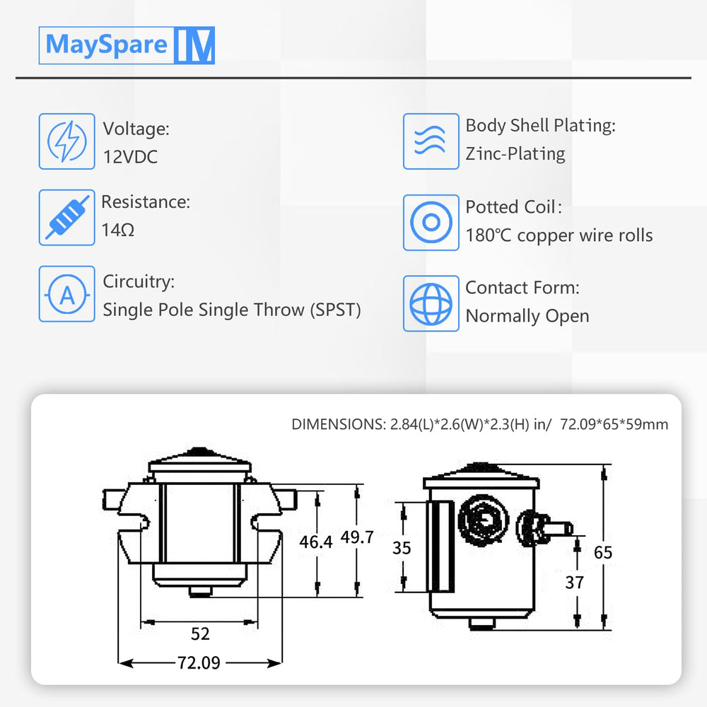 MaySpare side profile highlighting 10-32 terminals and secure electrical connections