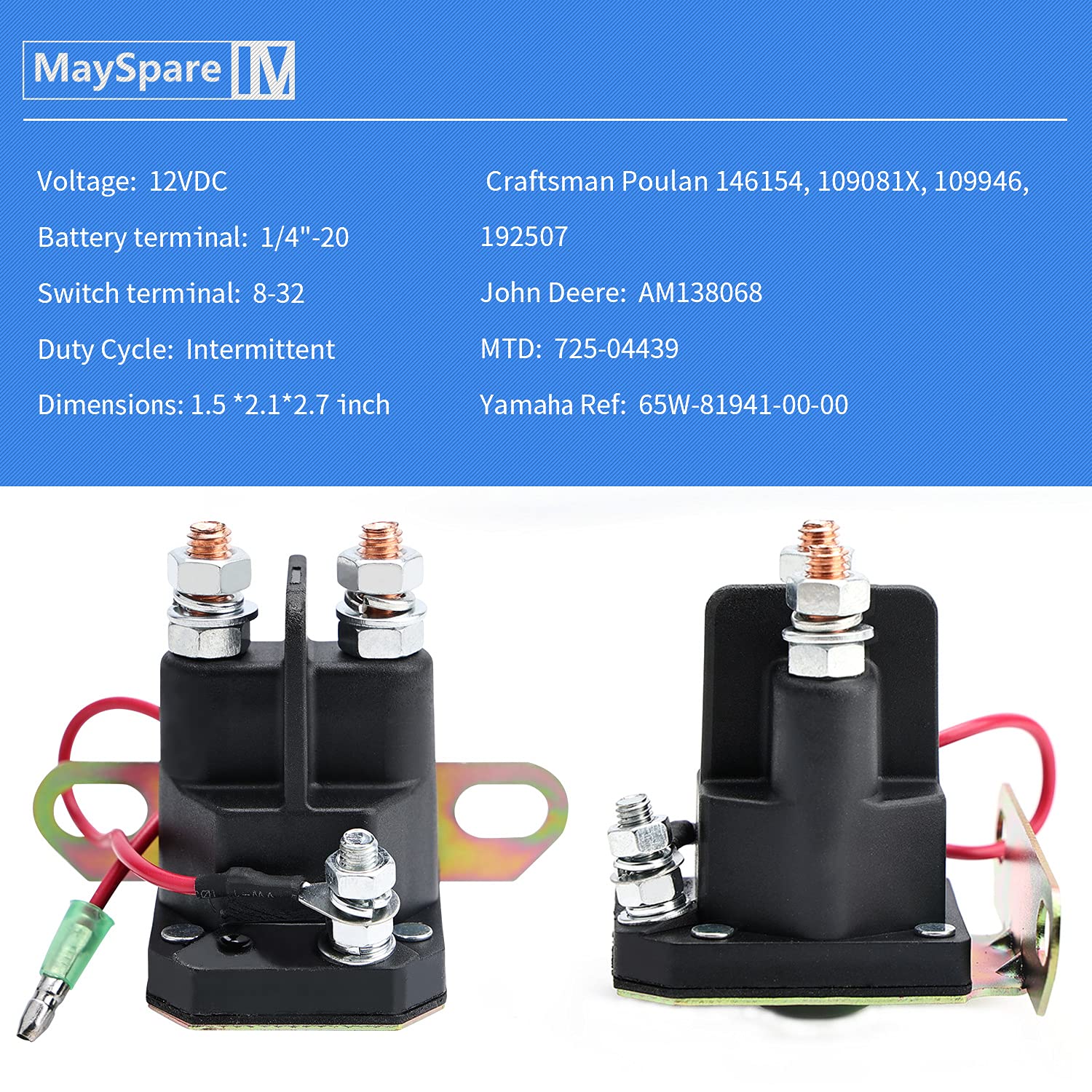 MaySpare solenoid terminal closeup showing three posts for easy plug-in