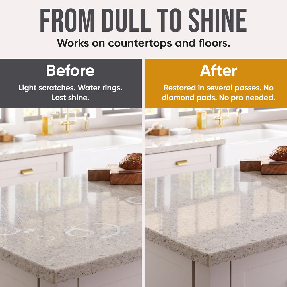 MB Stone Care polish paste on marble, paste clings for controlled polishing