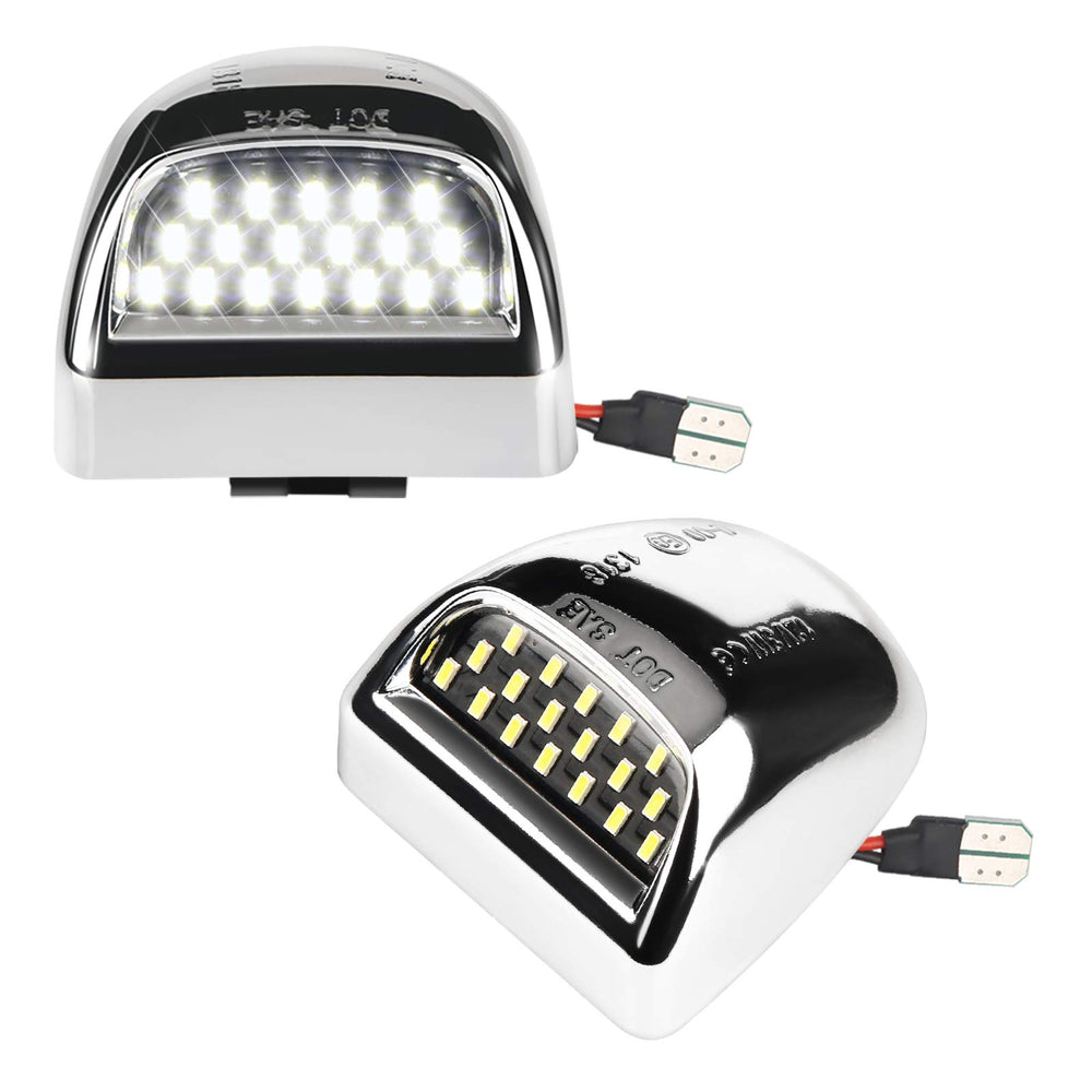 MbuyDIY front view chrome license light showing clean modern finish and brighter plate illumination