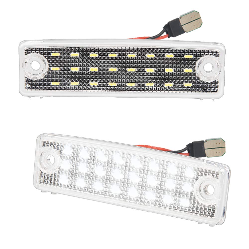MbuyDIY front view of both LED license plate lights showing clean design and fit