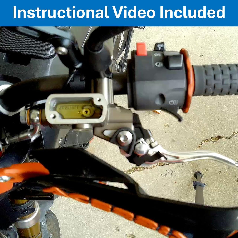 MBZ Moto kit in use bleeding Sur-Ron Ultra Bee brake for firmer lever response benefit