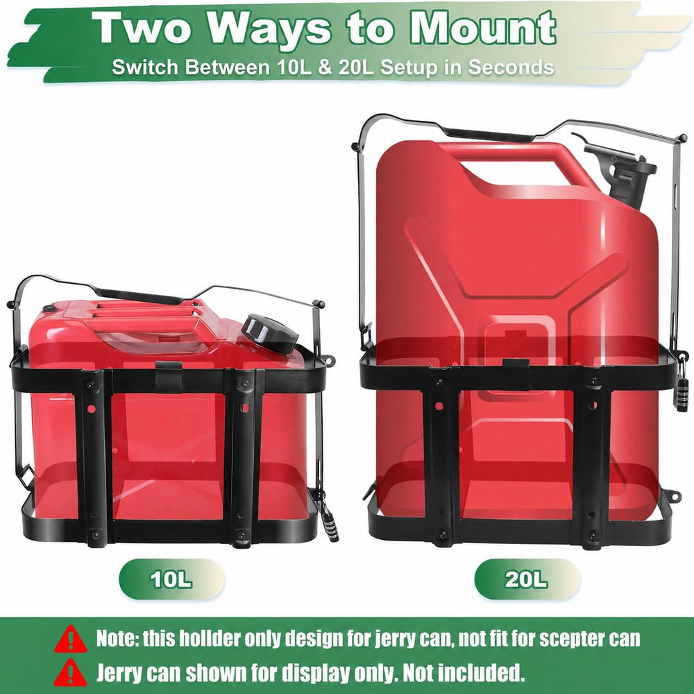 MCCKLE rack with 4-digit combination lock securing the gas can