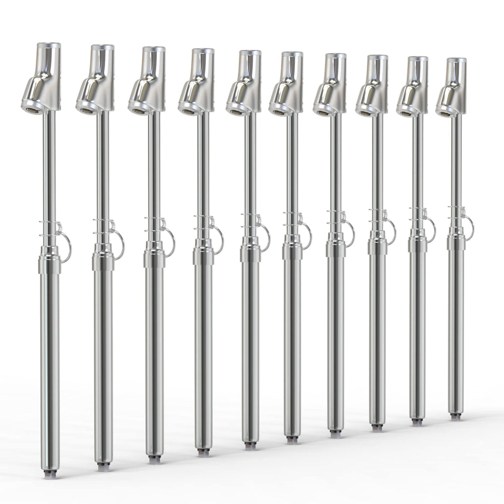 MEANLIN MEASURE front view of silver pressure gauge showing pen design and benefit of portability