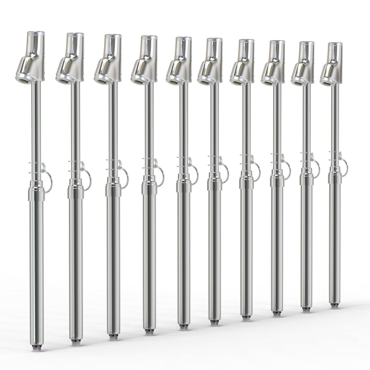MEANLIN MEASURE front view of silver pressure gauge showing pen design and benefit of portability