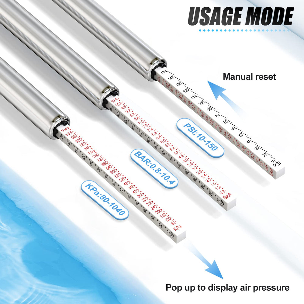 MEANLIN MEASURE clear graduated scale close-up for precise PSI reading benefit