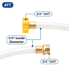 MEASUREMAN hose connected to RV spigot showing fast secure hookup in use