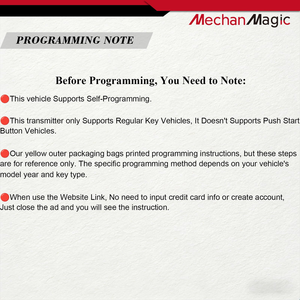 MechanMagic rear view showing FCC ID and part number for easy compatibility check