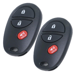 MechanMagic front view of replacement Toyota key fob showing three buttons and clear labeling benefits quick recognition