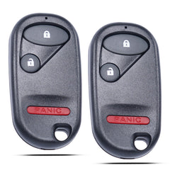 MechanMagic front view of two remotes showing three-button layout and easy replacement benefit