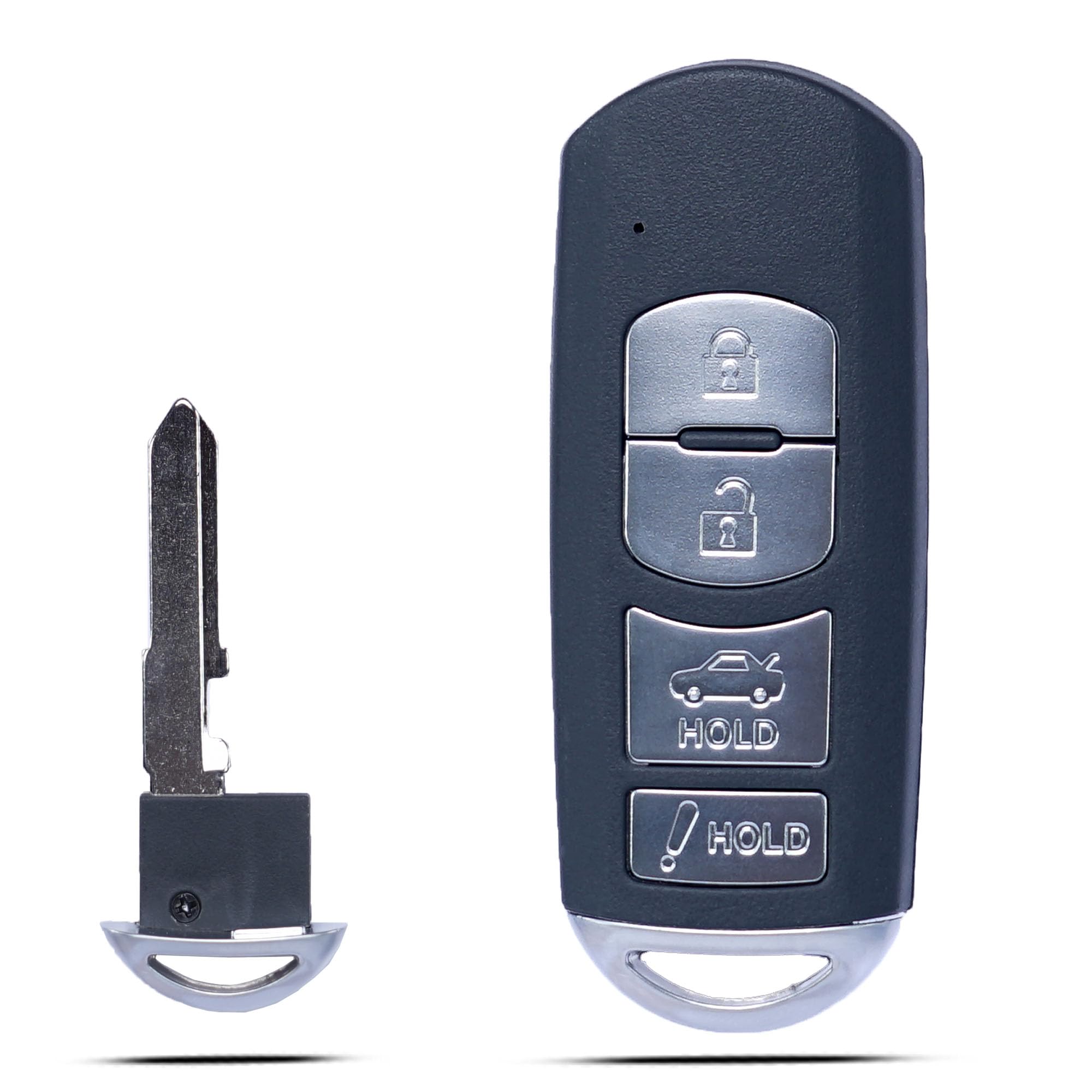 MechanMagic front view key fob showing button layout and easy replacement benefit