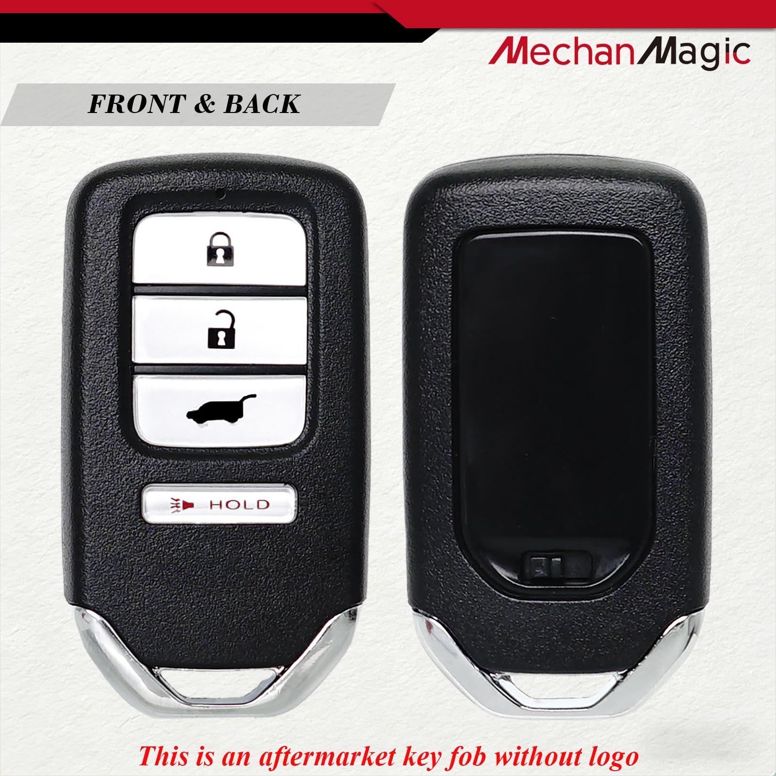 MechanMagic key fob next to car push-button start showing convenient use