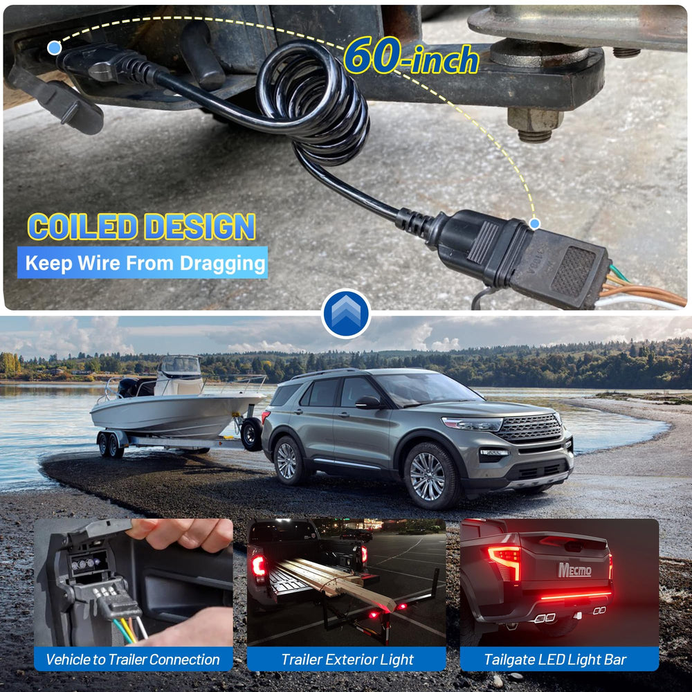 MECMO coiled cable fully stretched showing extra reach benefit