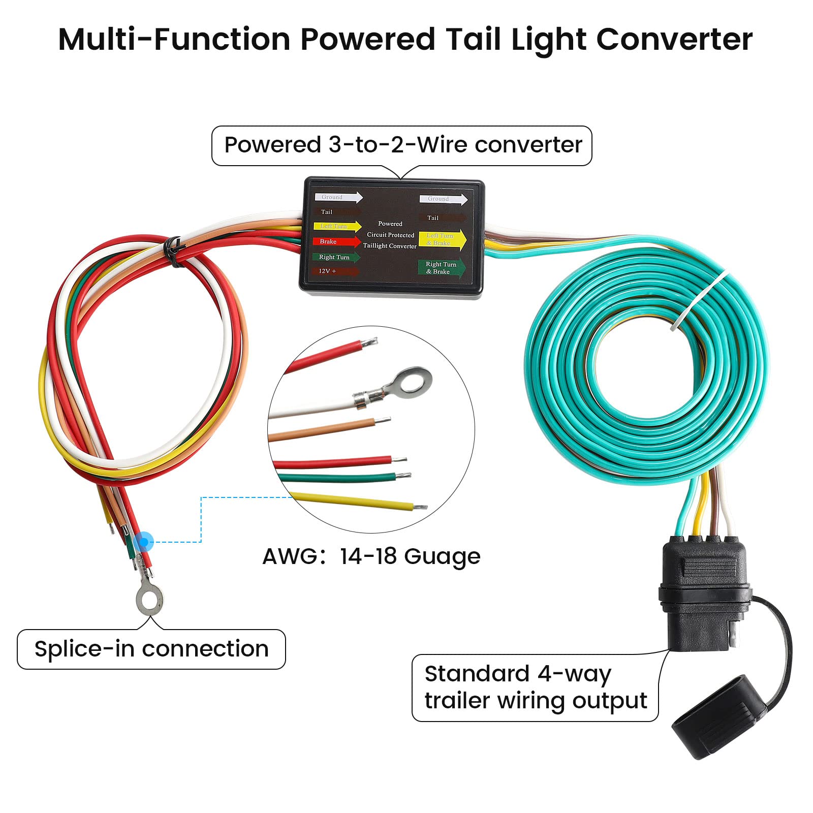 MECMO pigtail wires with color-coding for quick splice and correct wiring match