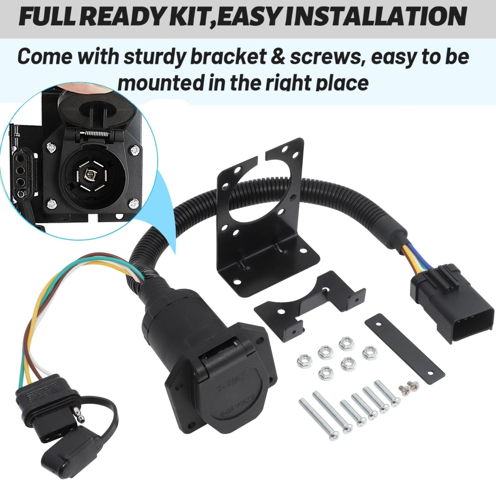 MECMO spring-loaded dust cover keeping 7-way terminals protected from elements