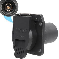 MECMO front face 7-way socket showing plug opening and easy access