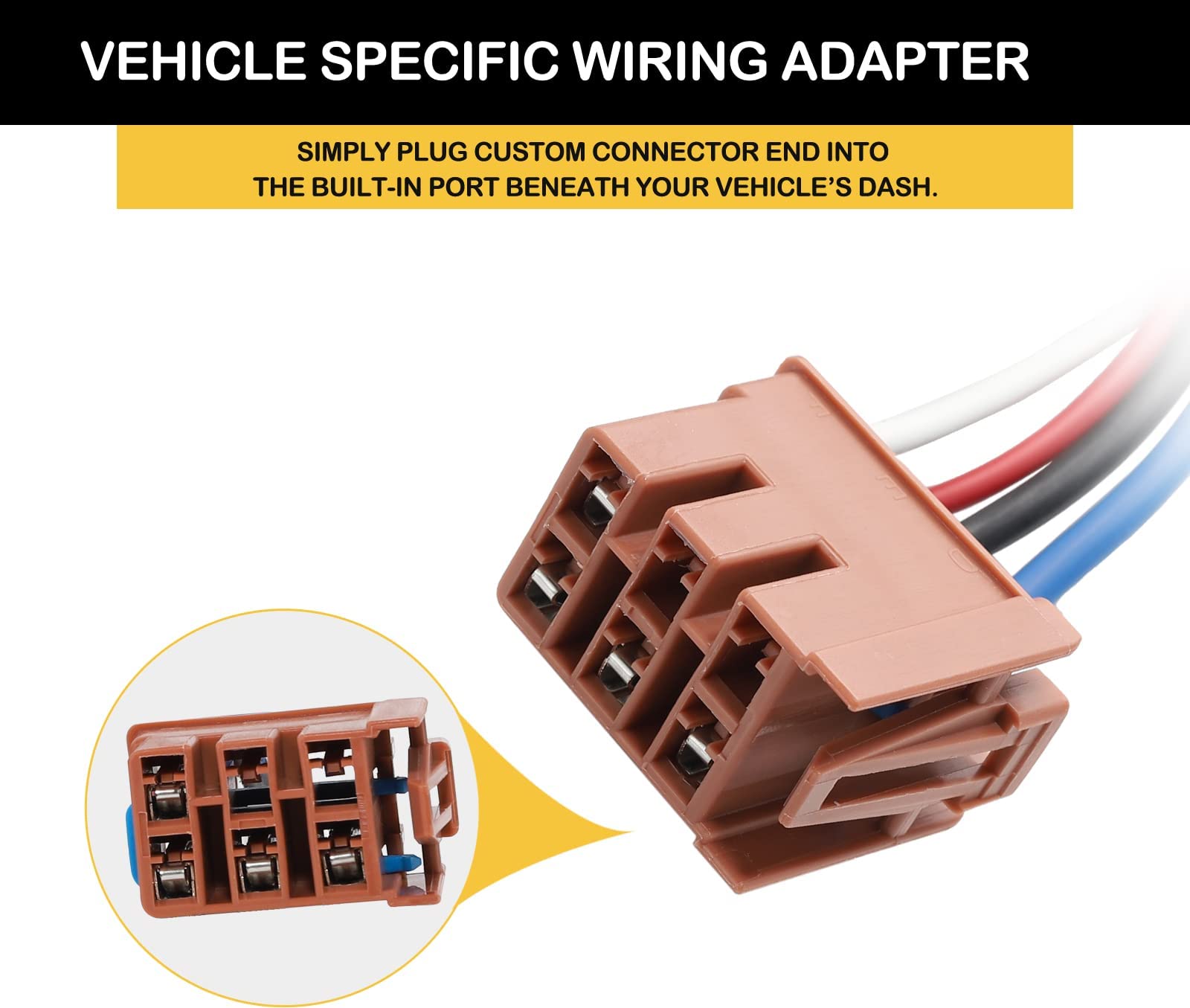 MECMO adapter plugged into GM factory connector enabling no-splice install