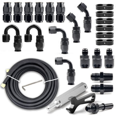 Medoon front packaging showing complete 6AN PTFE fuel kit and included parts for quick install