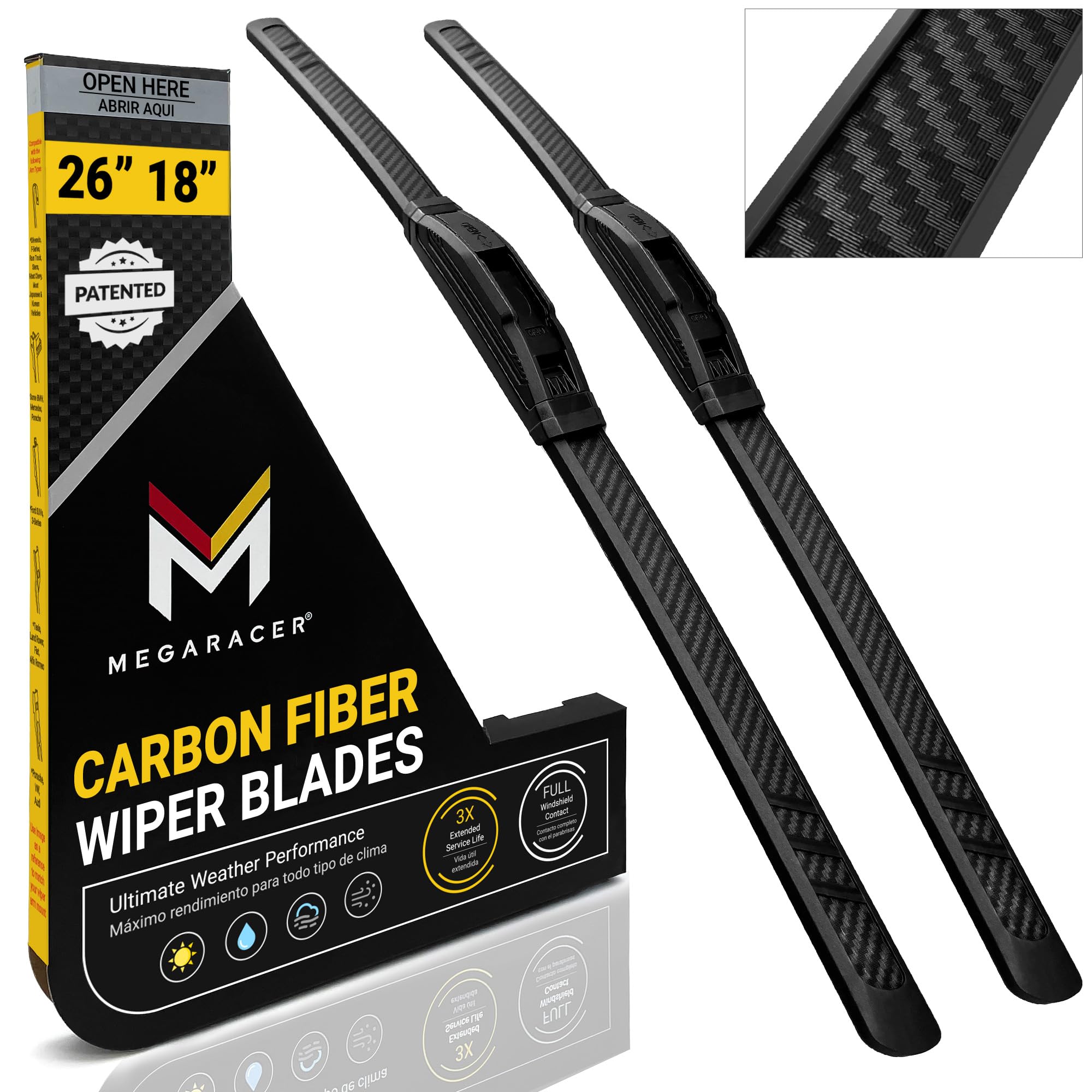 Mega Racer front packaging showing both 26 and 18 inch blades and benefits