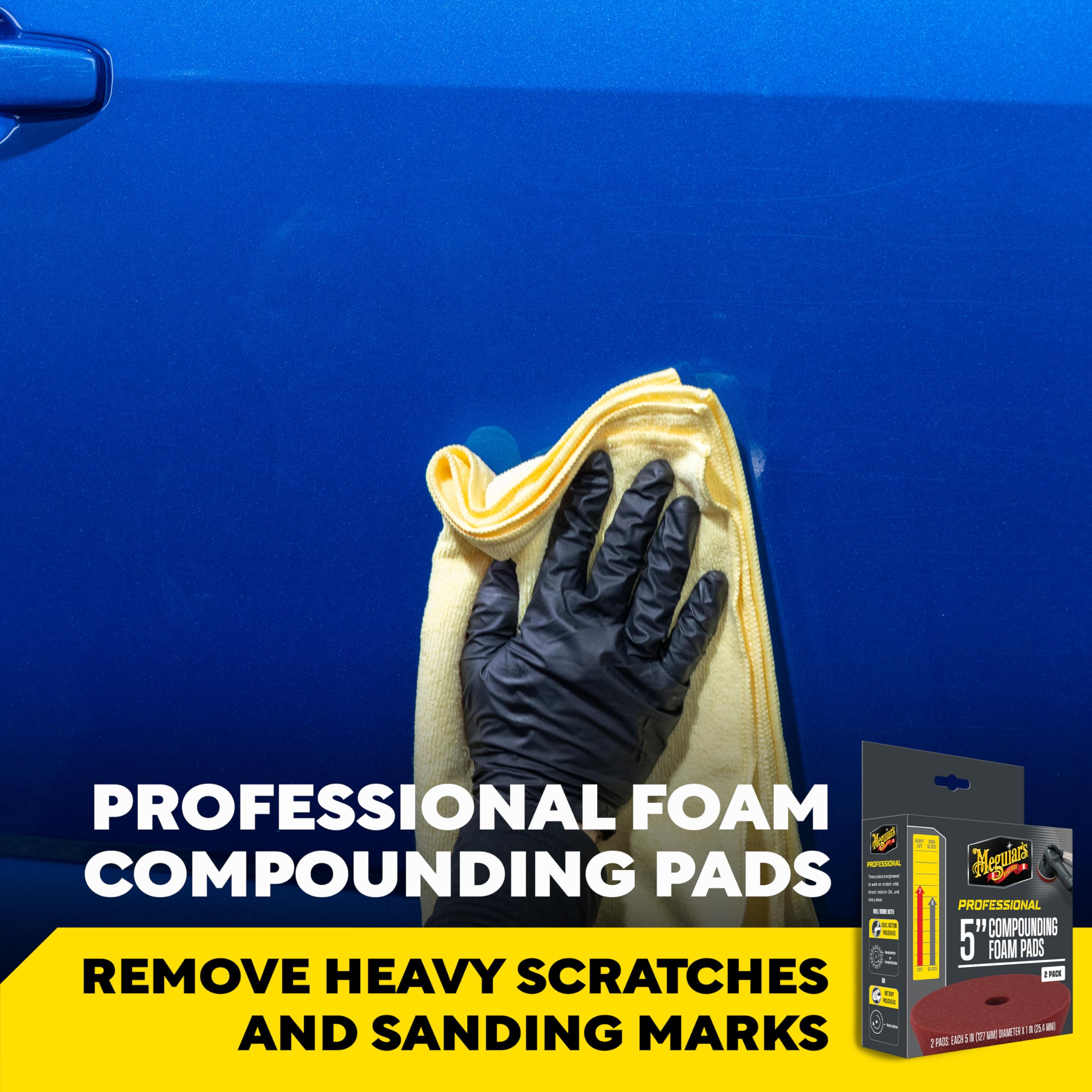 Meguiar's pad close-up revealing foam texture for controlled cutting and consistent results