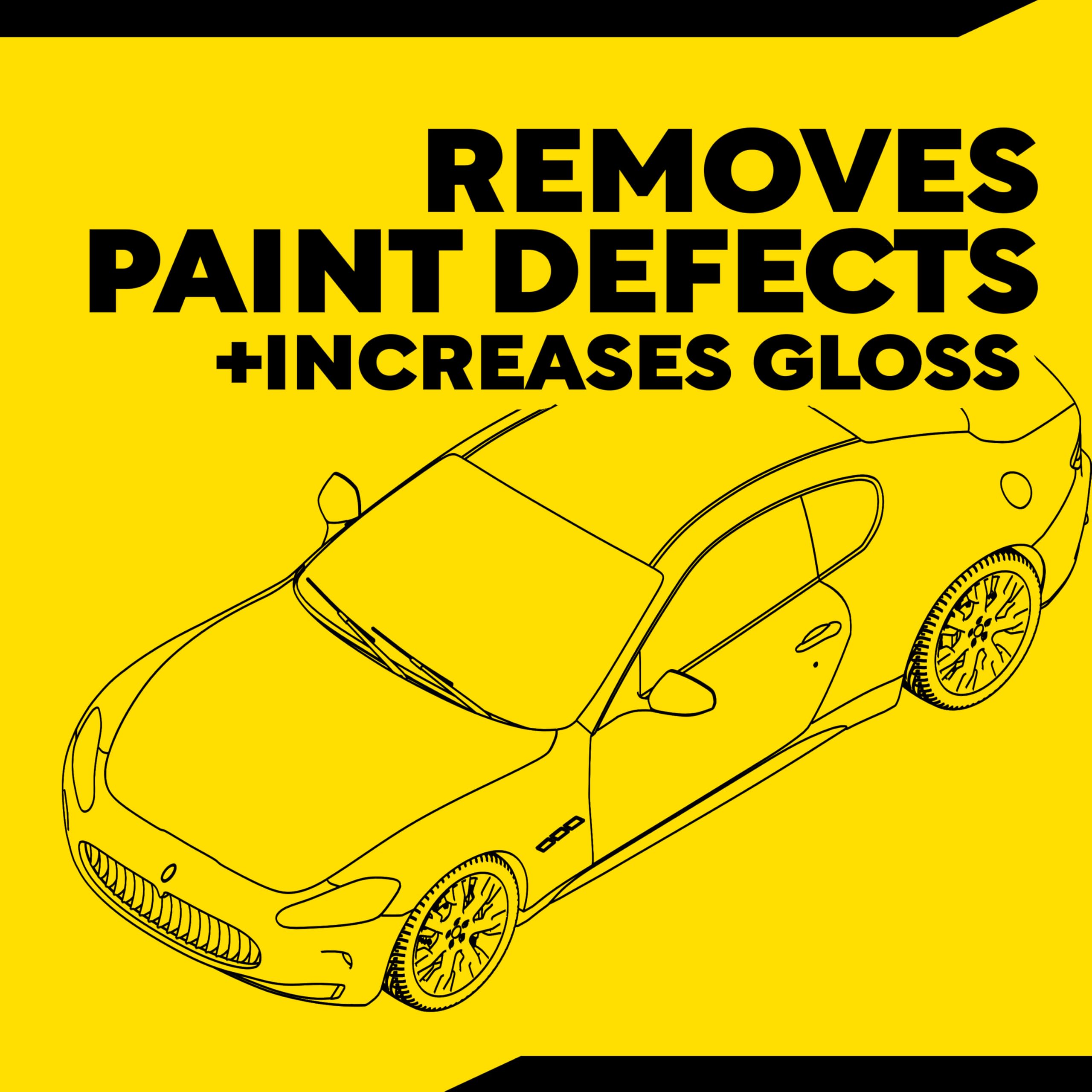 Meguiar's pad mounted on a rotary polisher demonstrating aggressive defect removal