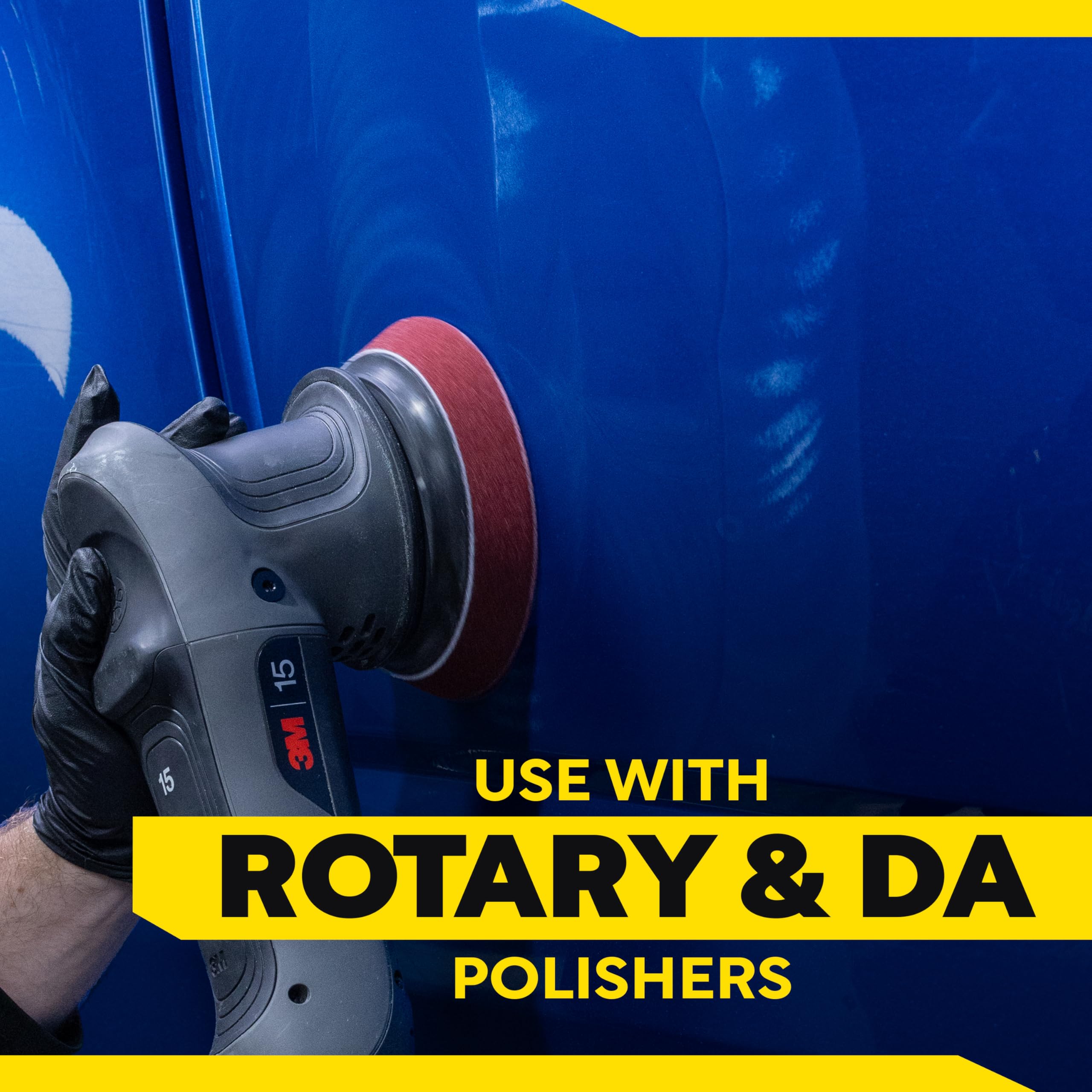 Meguiar's pad on a dual-action polisher highlighting safe use and reduced marring