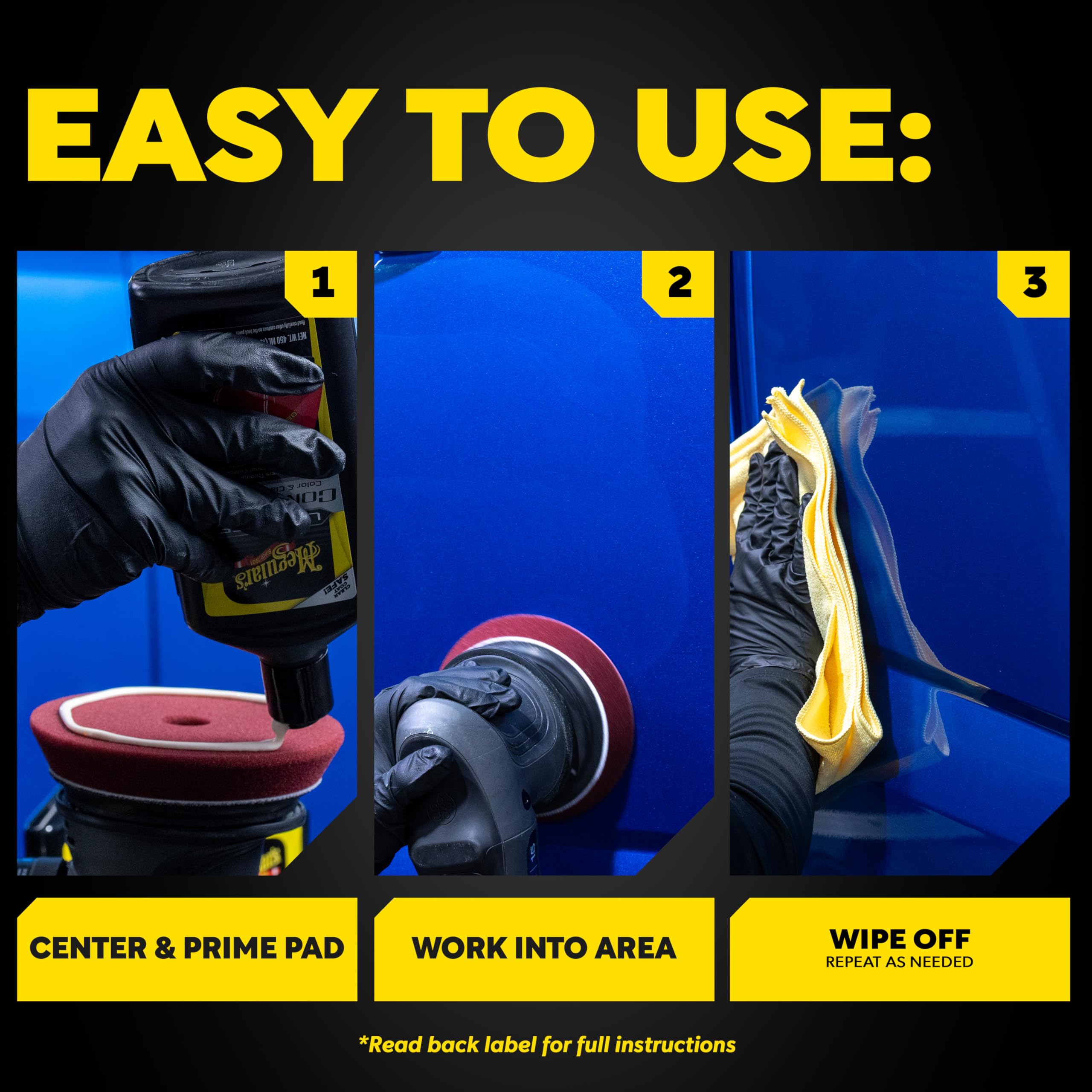 Meguiar's pads being rinsed illustrating washable reuse and cost savings
