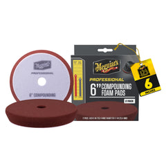 Meguiar's 6" compound pad front view showing cutting face and backing for even contact