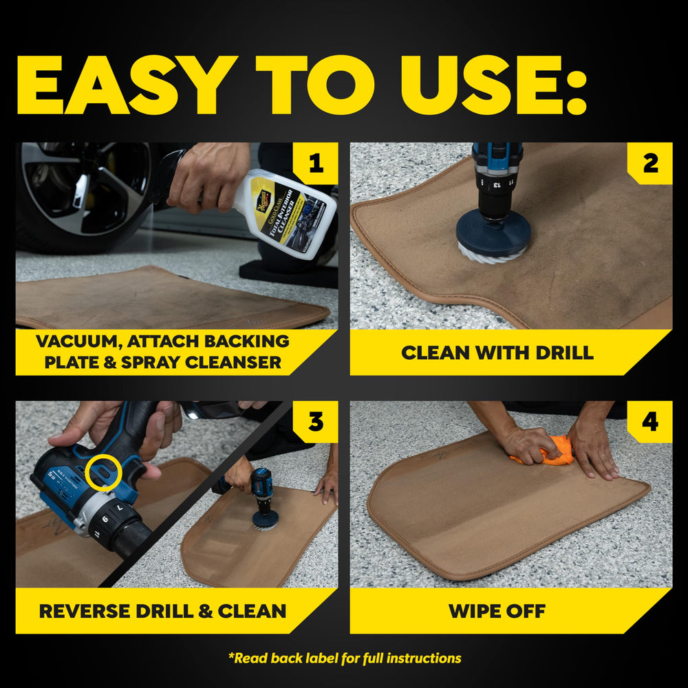 Meguiar's before and after carpet comparison showing restored fibers