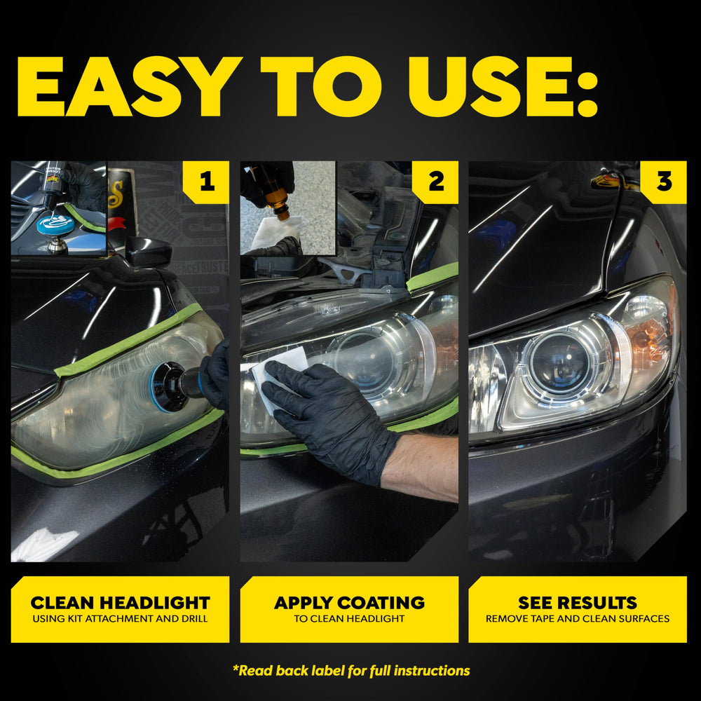 Meguiar's before and after comparison revealing clearer lenses after restoration