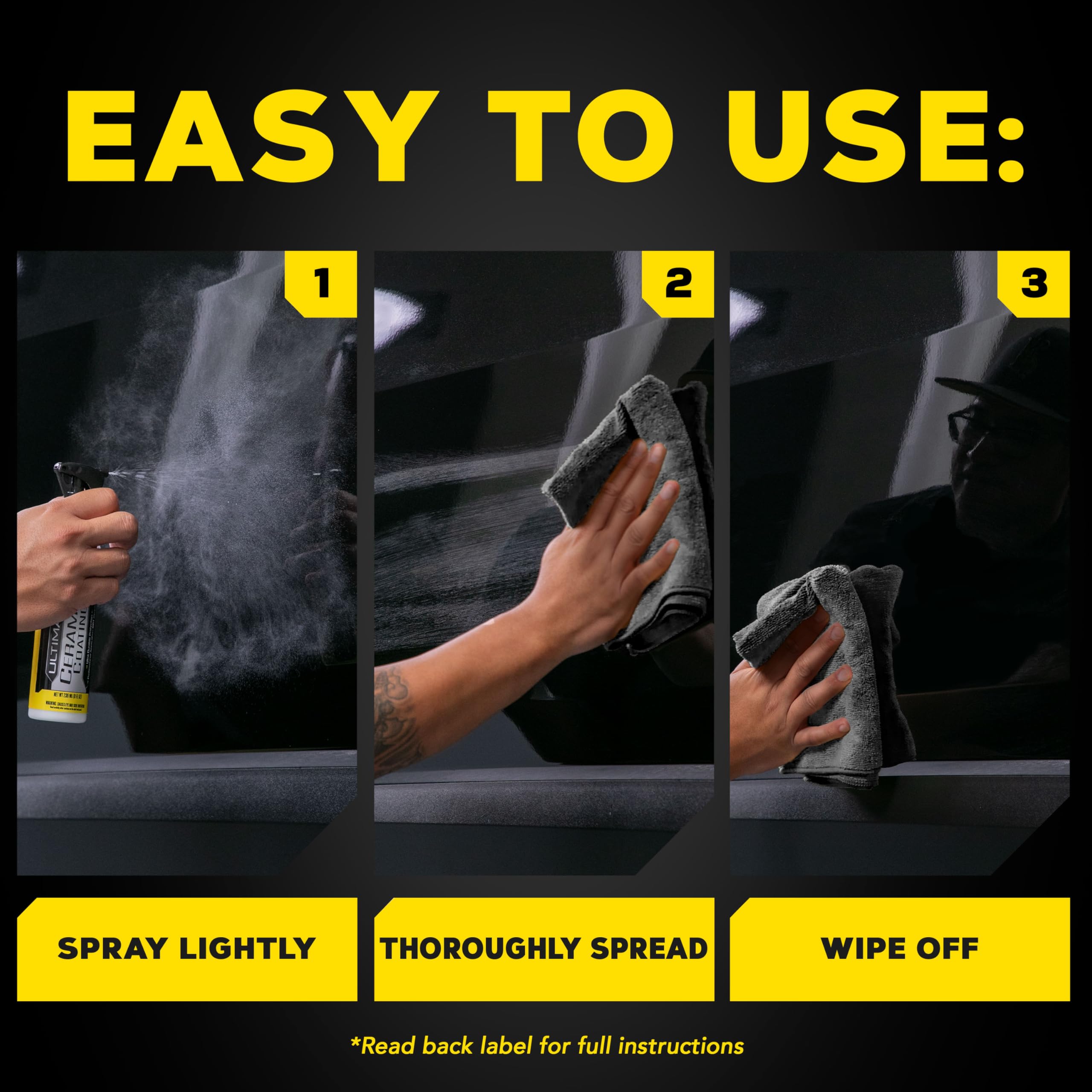 Meguiar's before-and-after paint sheen comparison illustrating increased gloss and correction