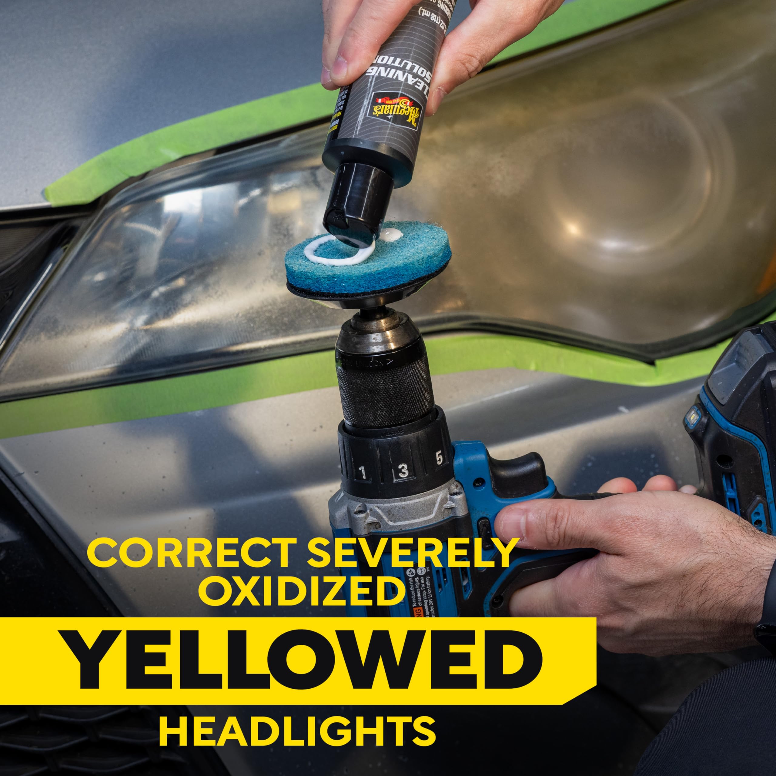 Meguiar's ceramic headlight shield towelette used for even protective coating