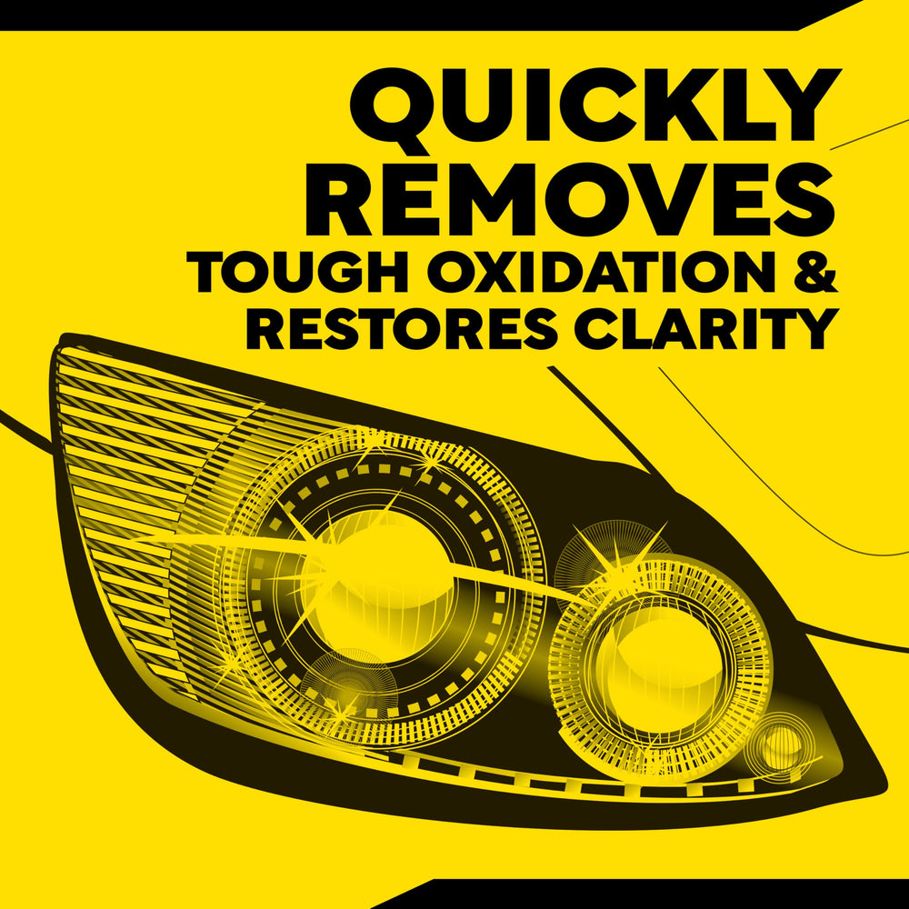 Meguiar's cleaning solution bottle with clear label for oxidation removal