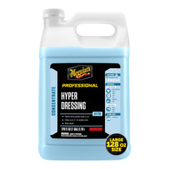 Meguiar's microfiber wiping product to create even sheen and remove excess dressing