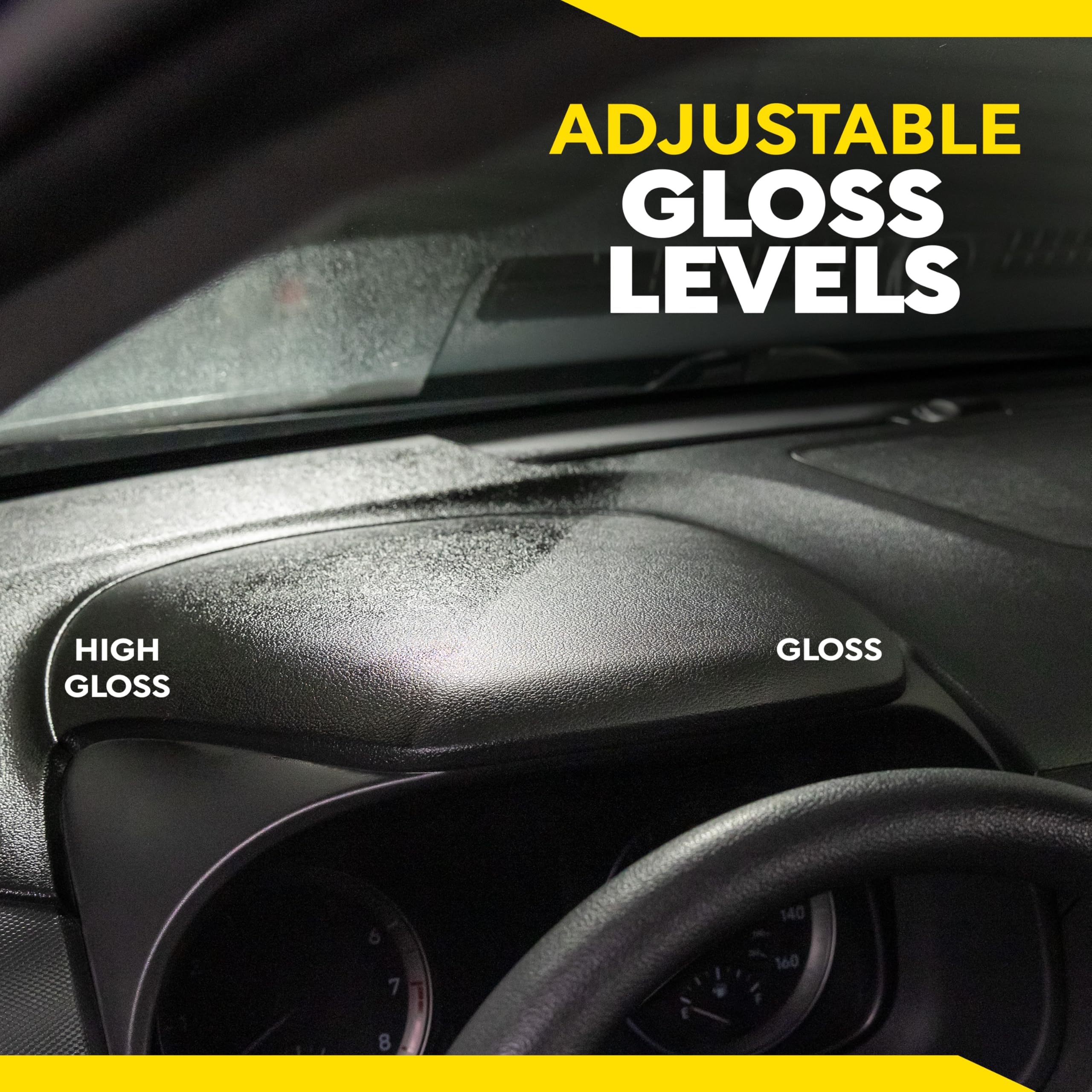 Meguiar's satin finish example on dashboard showing low-gloss natural sheen