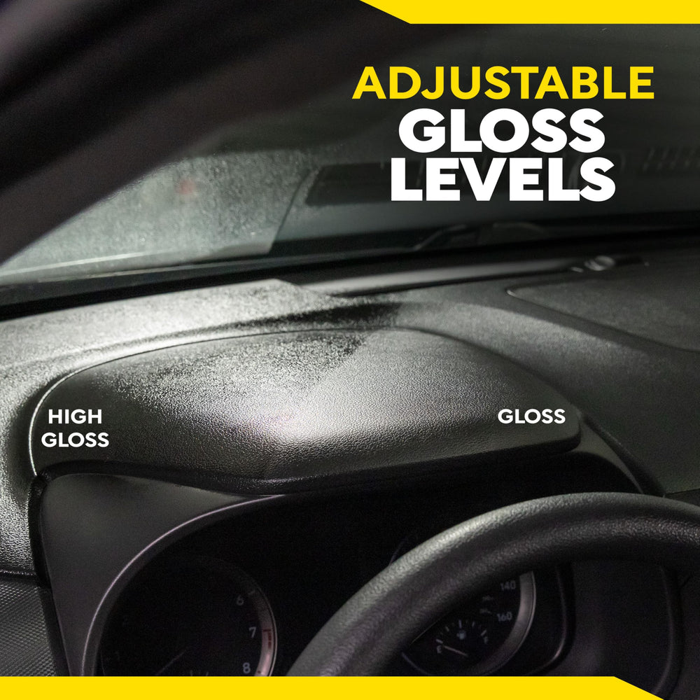 Meguiar's satin finish example on dashboard showing low-gloss natural sheen