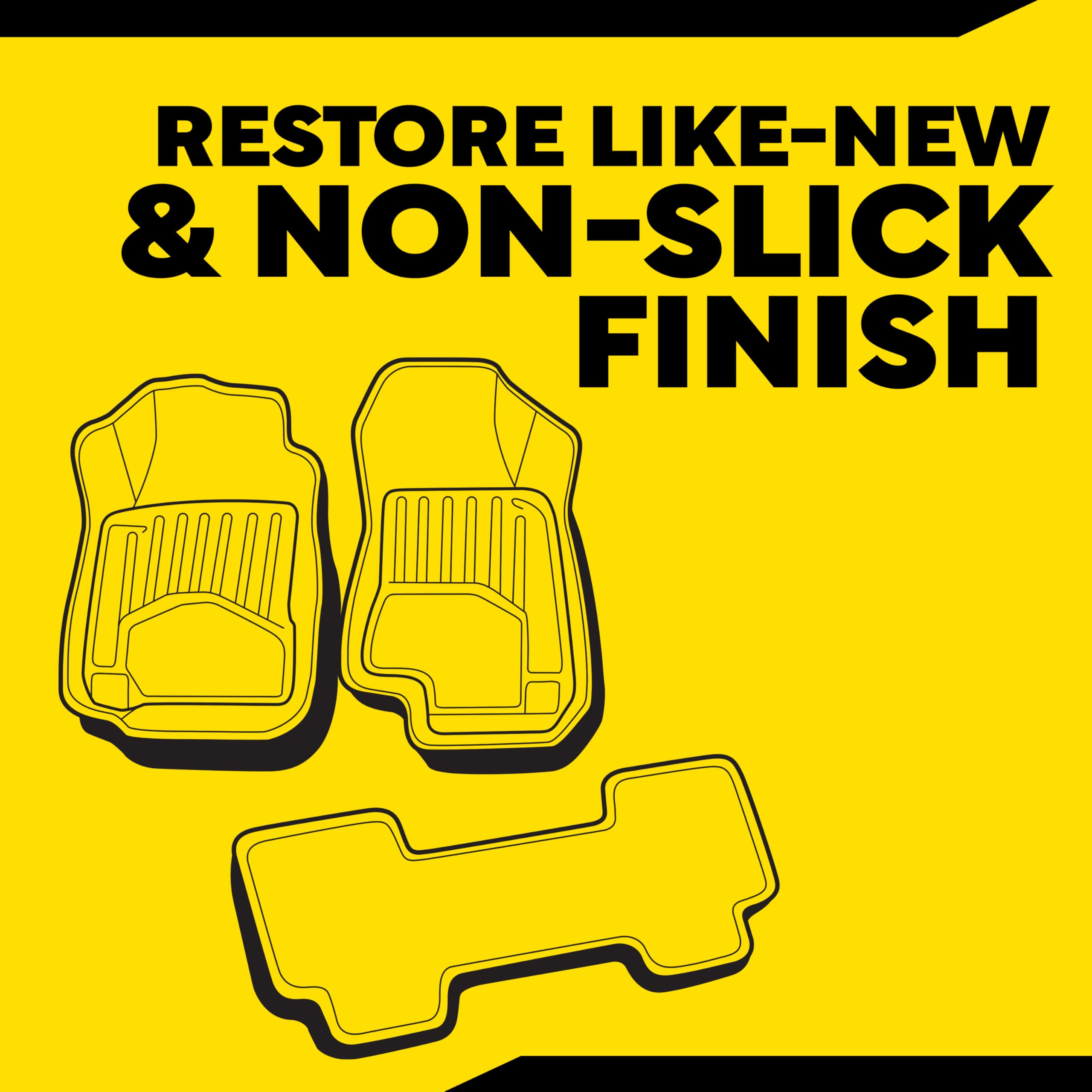 Meguiar's foaming floor mat cleaner bottle demonstrating powerful soil-lifting action on liners