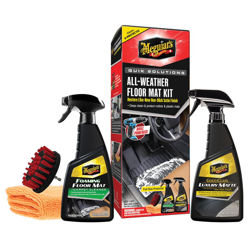 Meguiar's front packaging kit showing included cleaner and protectant for quick identification and convenience