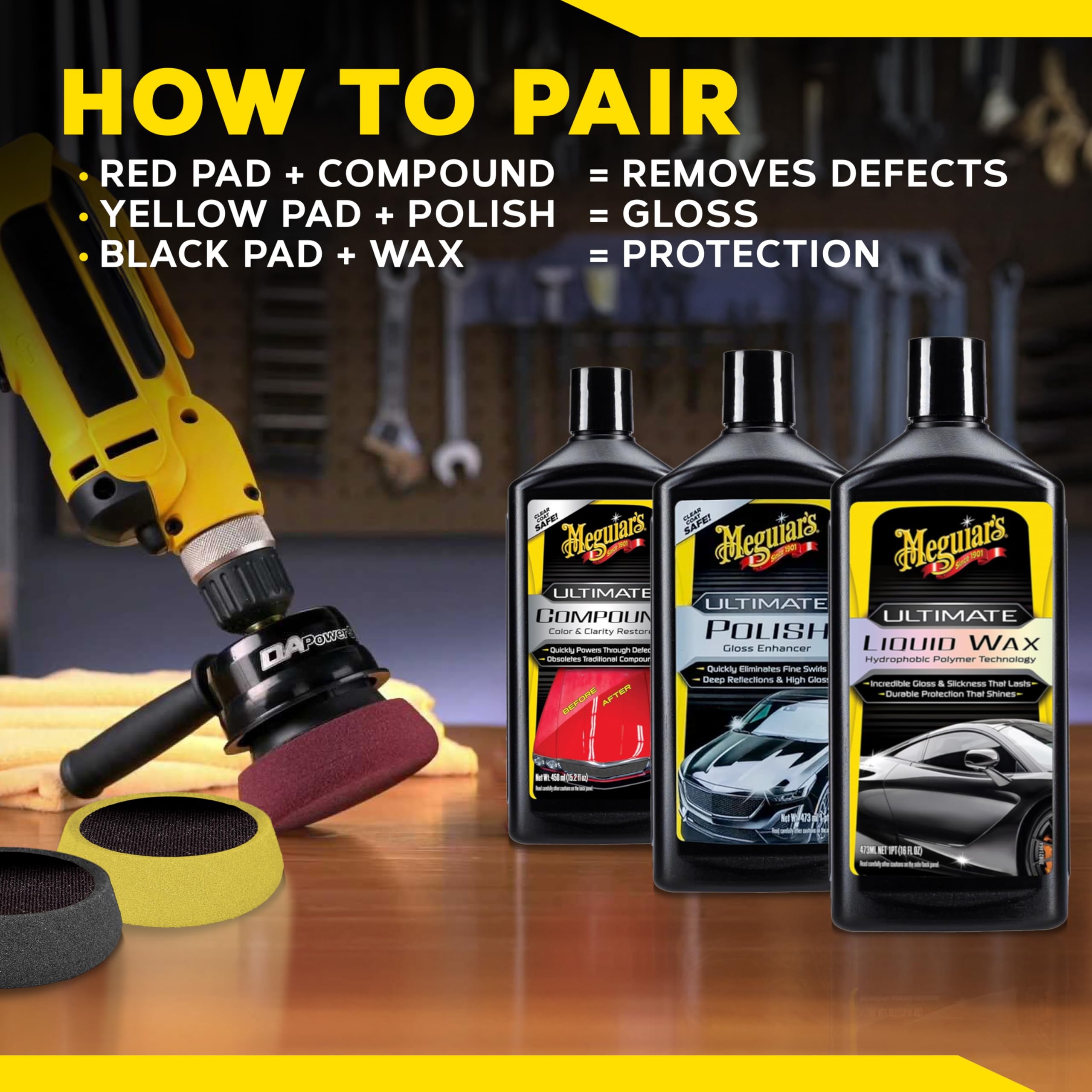 Meguiar's G3500 scale comparison in hand showing compact design and easy maneuvering