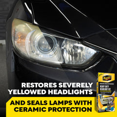 Meguiar's oxidation removal pads close-up showing texture for fast lens restoration