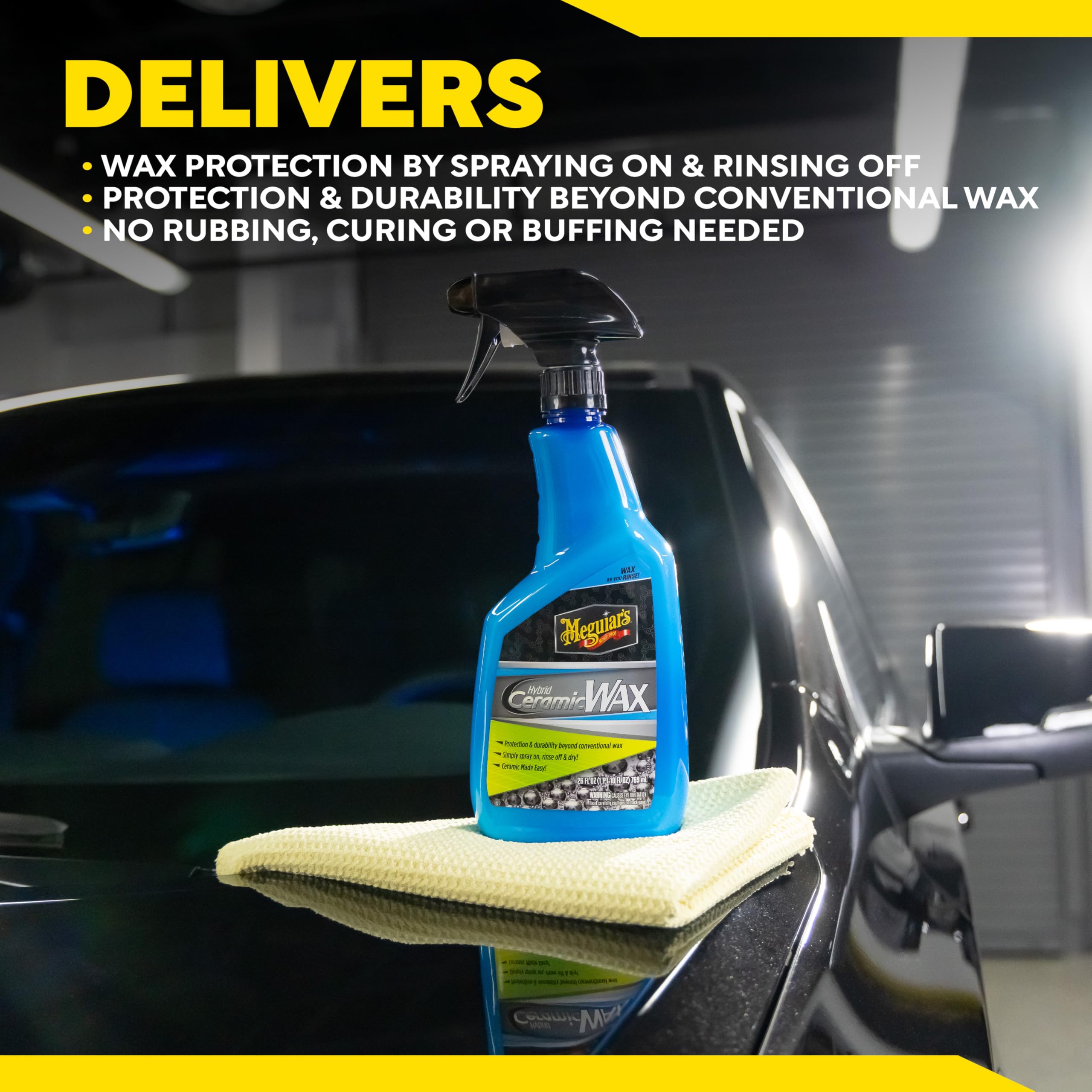 Meguiar's with microfiber towel showing efficient drying and streak-free finish