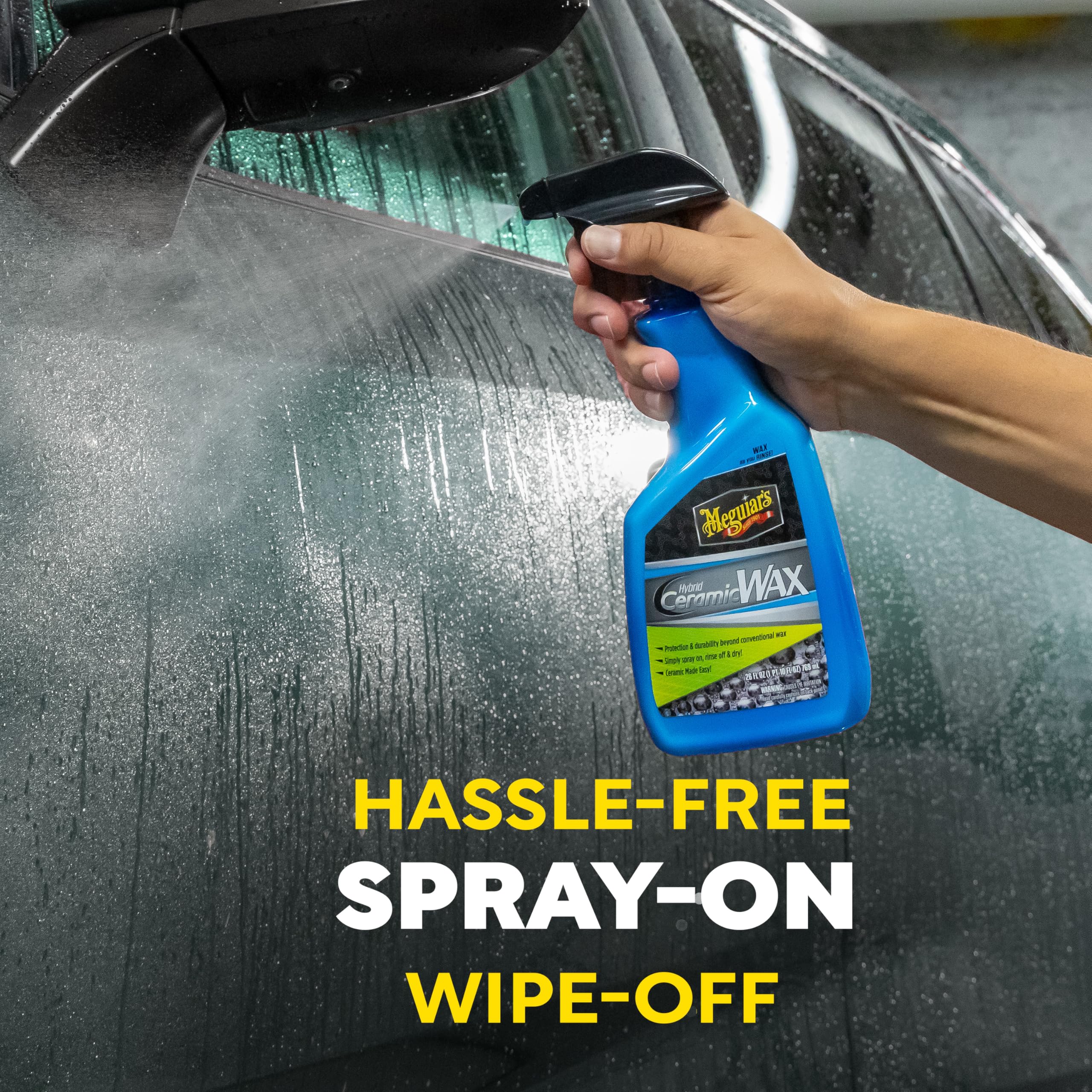 Meguiar's bottle held in hand showing 26 oz scale for convenient storage
