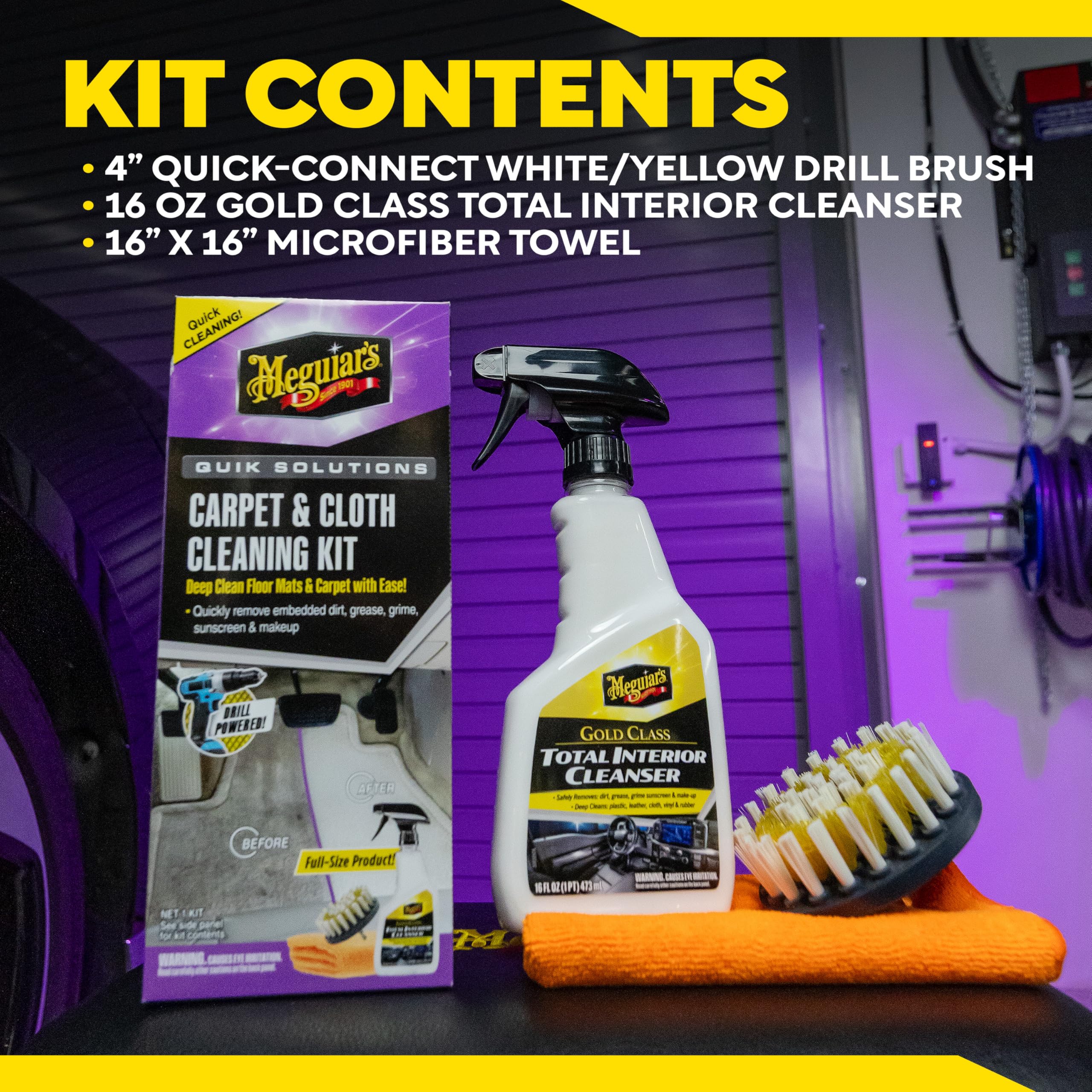 Meguiar's kit components laid out for quick identification and setup
