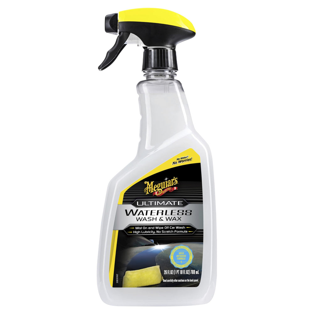 Meguiar's label closeup showing usage instructions and quick maintenance benefit